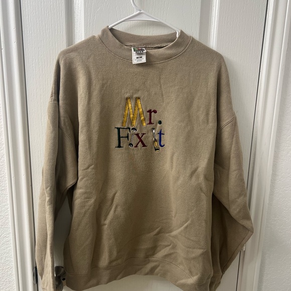 Fruit of the Loom Other - Fruit of the Loom Mr. Fix It Vintage Embroidered Crewneck Sweatshirt XL Tan